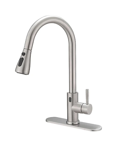 Single-Handle Touch Pull-Down Sprayer Kitchen Faucet with Supply Lines in Brushed Nickel