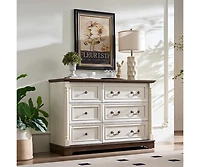 Farmhouse Style Drawer Dresser Bathrooom Cabinet Chest with Base Wooden Rustic Chest of Drawers