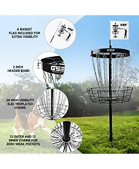 Deluxe 24-Chain Disc Golf Targets Basket, Metal Flying Practice Basket (Black/Blue/Orange/Red)