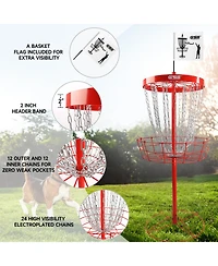 Deluxe 24-Chain Disc Golf Targets Basket, Metal Flying Practice Basket (Black/Blue/Orange/Red)