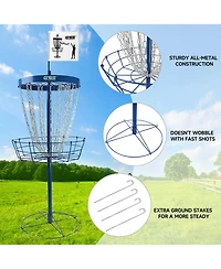 Deluxe 24-Chain Disc Golf Targets Basket, Metal Flying Practice Basket (Black/Blue/Orange/Red)