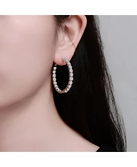 Clear Cubic Zirconia Accent Hoop Earrings