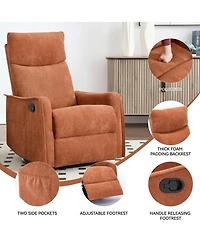 Casainc Heat Massage Manual Recliner Chair with Rocker and Swivel in Fabric for Living Room
