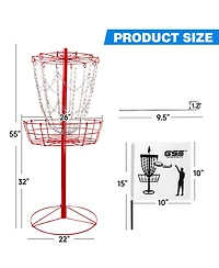 Portable 12-Chain,Disc Golf Targets Basket, Metal Flying Disc Practice Basket(Black/Blue/Orange/Red)