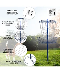 Portable 12-Chain,Disc Golf Targets Basket, Metal Flying Disc Practice Basket(Black/Blue/Orange/Red)