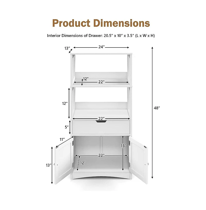 Bathroom Storage Cabinet with Drawer and Shelf Floor Cabinet