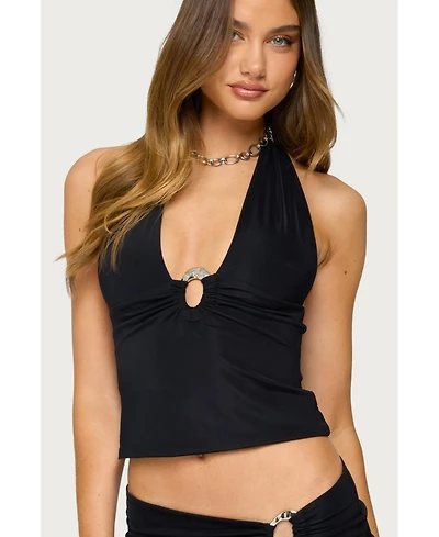 Edikted Women's Billey Metal Ring Halter Top