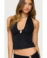 Edikted Women's Billey Metal Ring Halter Top