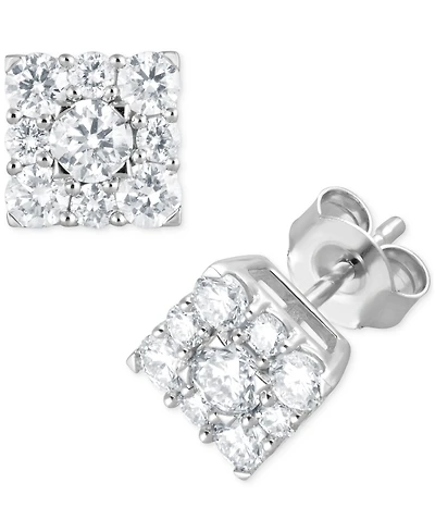 Forever Grown Diamonds Lab Grown Diamond Square Cluster Stud Earrings (1 ct. t.w.) in Sterling Silver