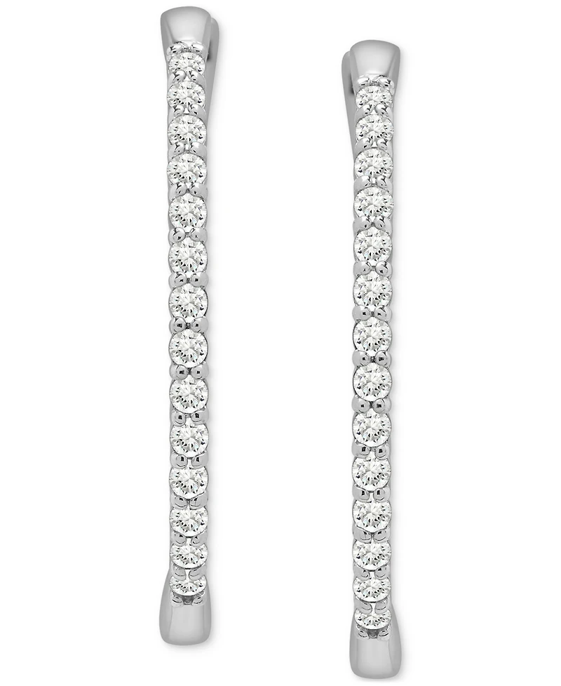 Diamond Small Hoop Earrings (1 ct. t.w.) 14k White Gold or Yellow Gold, Exclusively at Macy's