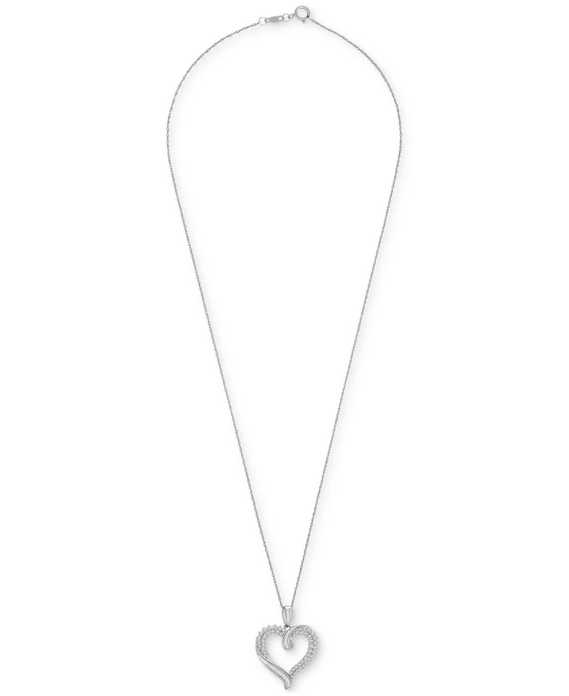 Diamond Twist Heart 18" Pendant Necklace (1/2 ct. t.w.) 14k White Gold or Yellow Gold, + 2" extender, Exclusively at Macy's