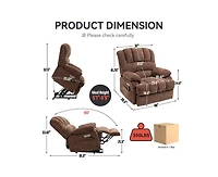 Casainc 23"W Seat High-Back Chenille Power Lift Recliner Chair with 8-Point Vibration Massage and Lumbar Heating
