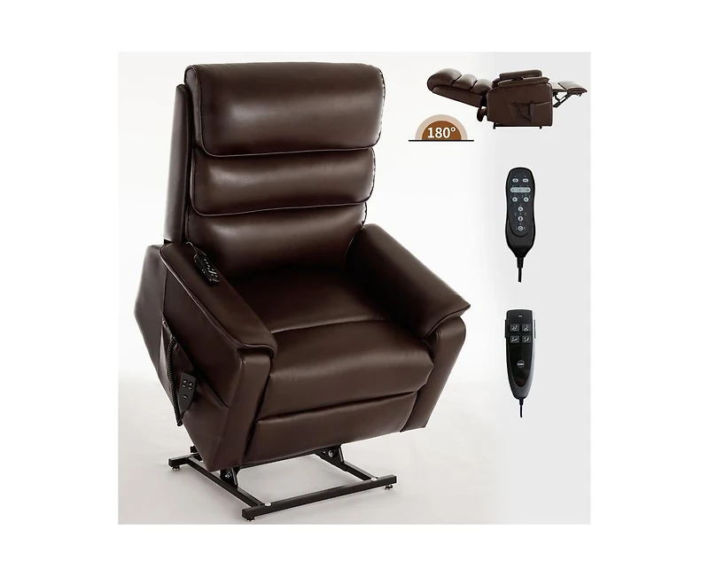 Casainc Dual Motor Infinite Position Up to 350 Lbs Power Lift Recliner Chair with Power-Remote, Heat Massage and Heavy Duty Motion Mechanism
