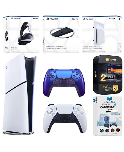 Sony PlayStation 5 Slim Digital Bundle with Disc Drive, Extra Controller, Pulse Elite Headset, Vertical Stand