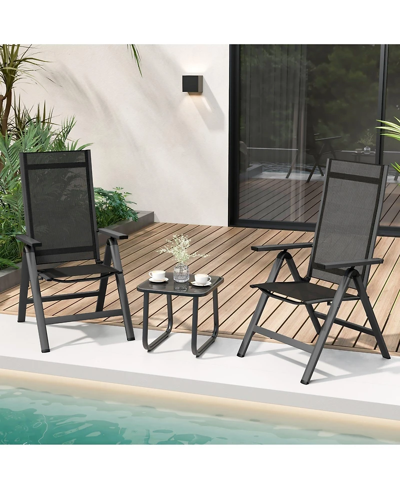 Outdoor Dining Chair with Soft Padded Seat and 7-Position Adjustable Backrest Set of 2