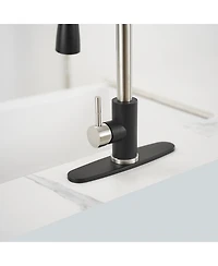 Greenspring Single-Handle Pull-Out Sprayer Kitchen Faucet with Supply Lines Matte Black and Brushed Nickel