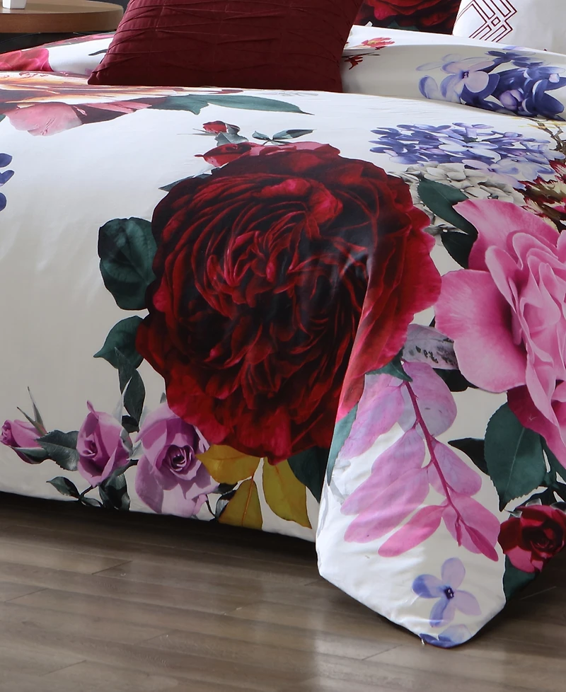 Bebejan Scarlet Bedding 100% Cotton Sateen 5 Piece Queen Size Reversible Comforter Set