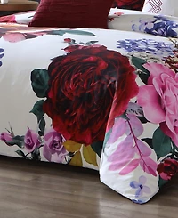 Bebejan Scarlet Bedding 100% Cotton Sateen 5 Piece Queen Size Reversible Comforter Set