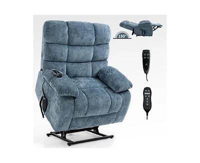Lift Recliner Chair Heat Massage Dual Motor Infinite Position Up to 350 Lbs Large Electric Power Recliners with Power-Remote, Medium-firm and Hea