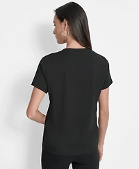 Dkny Women's Newspaper Logo Crewneck T-Shirt