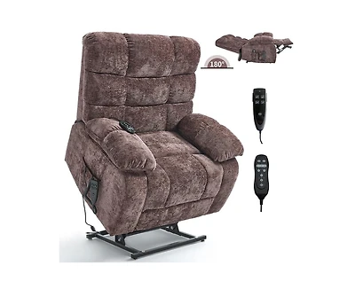 Lift Recliner Chair Heat Massage Dual Motor Infinite Position Up to 350 Lbs Large Electric Power Recliners with Power-Remote, Medium-firm and Hea