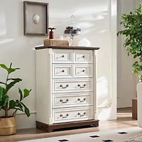 7 Drawer Bathrooom Cabinet Chest with Wooden Base and Riser Trim