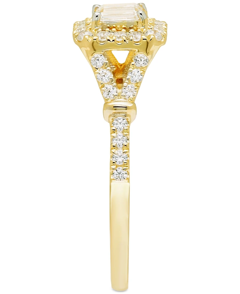 Diamond Emerald-Cut Halo Engagement Ring (5/8 ct. t.w.) in 14k Gold
