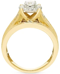 Diamond Halo Multirow Engagement Ring (2 ct. t.w.) in 14k Two-Tone Gold