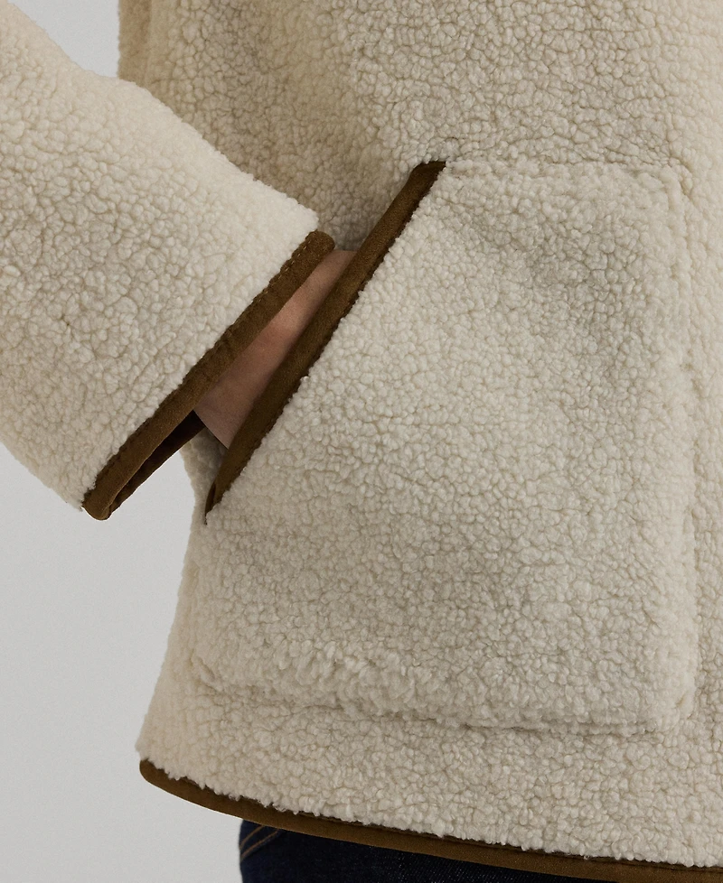 Lauren Ralph Women's Faux-Suede-Trim Fleece Jacket