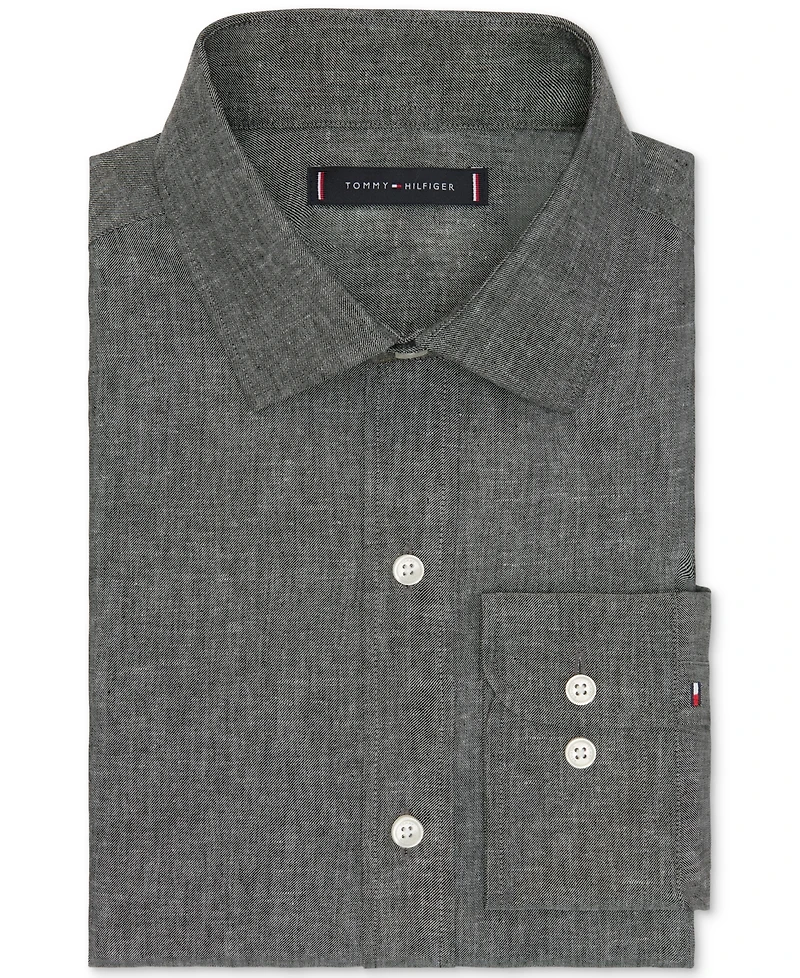 Tommy Hilfiger Mens Regular Fit Linen Dress Shirt