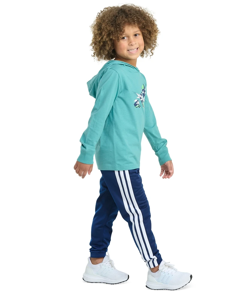 adidas Toddler and Little Boys 2-Piece Long Sleeve Hooded T-Shirt Jogger Pant Set