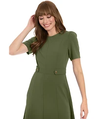 London Times Petite Fit & Flare Scuba Crepe Midi Dress
