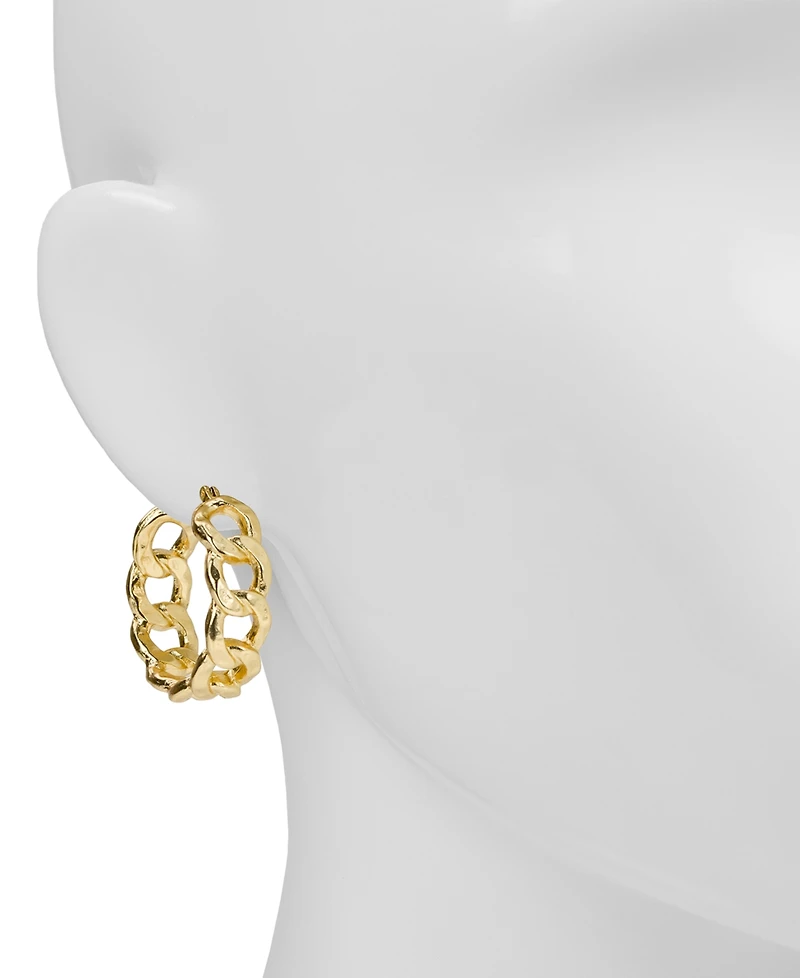 Patricia Nash Matte Hammered Link Hoop Earrings