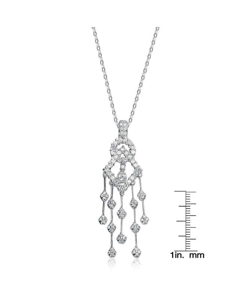 Sterling Silver White Gold Plated with Cubic Zirconia Dream Catcher Necklace