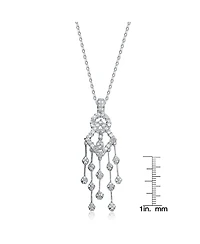 Sterling Silver White Gold Plated with Cubic Zirconia Dream Catcher Necklace