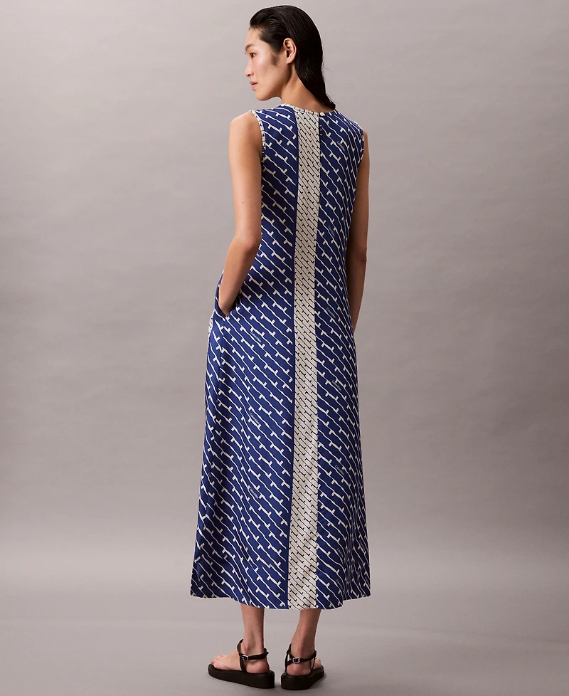 Calvin Klein Printed Color-Block Sleeveless Dress