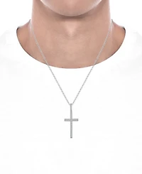 Men's Diamond Pave Cross 22" Pendant Necklace (1 ct. t.w.) in 10k White Gold
