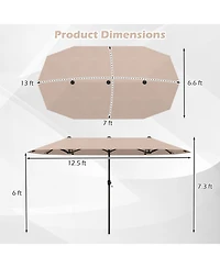 Gymax 13 Ft Double-sided Patio Umbrella Outdoor Large Twin Size Umbrella