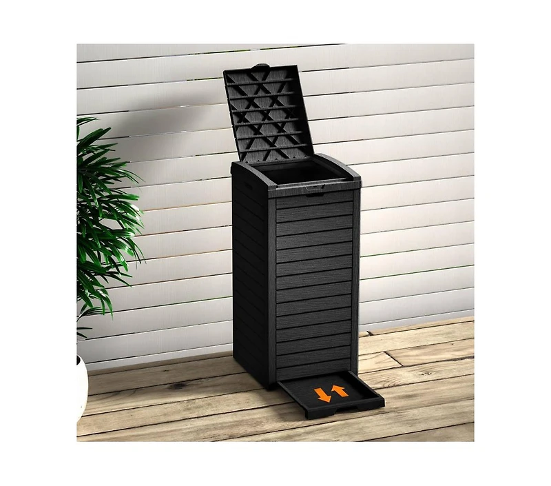 Mondawe 31 Gallon Large Outdoor Trash Can with Lid and Liquid Drawer