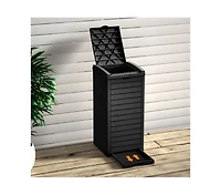 Mondawe 31 Gallon Large Outdoor Trash Can with Lid and Liquid Drawer