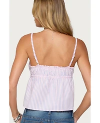 Edikted Women's Avenly Striped Tie Front Babydoll Top