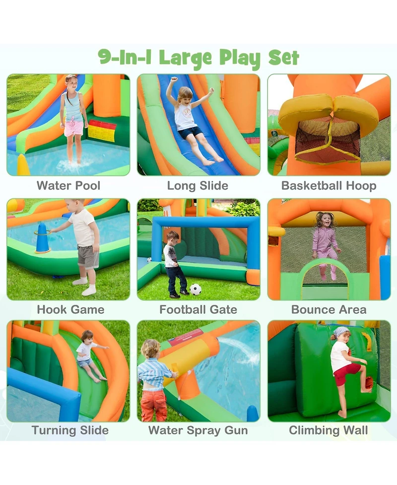 Kids Inflatable Water Slide with Soccer Gate and 750W Blower