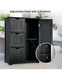 Volenca Bathroom Floor Cabinet Side Storage Cabinet with 3 Drawers and 1 Cupboard