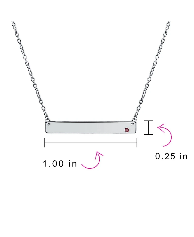Bling Jewelry Horizontal Sideway Inspirational Flat Bar Name Plated Pendant Necklace .925 Sterling Silver Crystal Accent