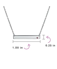 Bling Jewelry Horizontal Sideway Inspirational Flat Bar Name Plated Pendant Necklace .925 Sterling Silver Crystal Accent