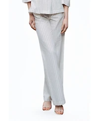 Nocturne Women's Linen Blend Striped High Waist Pants