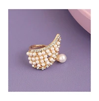 Sohi Women's White Pearl Cluster Cocktail Ring