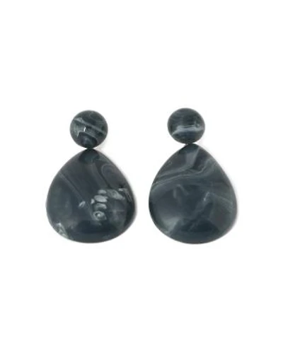 Sohi Womens Grey Textured Teardrop Earrings