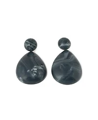 Sohi Womens Grey Textured Teardrop Earrings