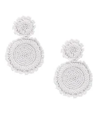 Sohi Womens White Beaded Circular Drop Earrings